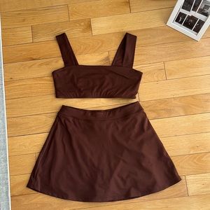 Reformation brown 2 piece skirt active set